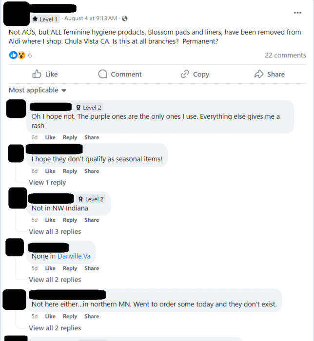 Aldi - Missing Femine Hygiene