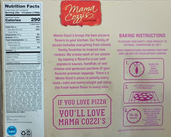 Mama Cozzi's Indian Style Butter Flavor Chickpea Pizza