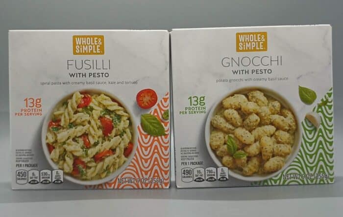 Whole and Simple Fusilli with Pesto and Gnocchi with Pesto