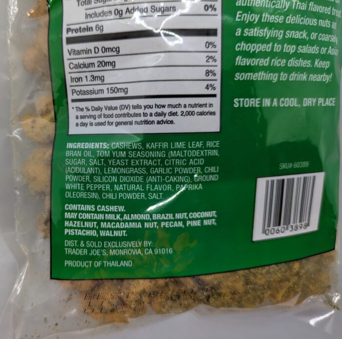 Trader Joe's Thai Lime and Chili Cashews