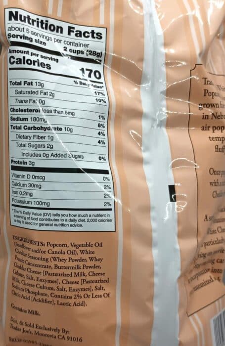 Trader Joe's White Cheddar Popcorn