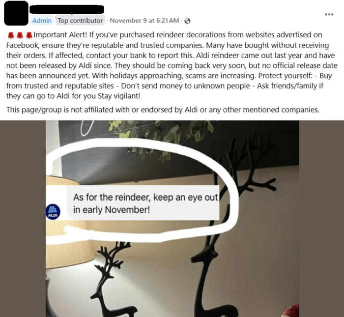 Aldi reindeer scam