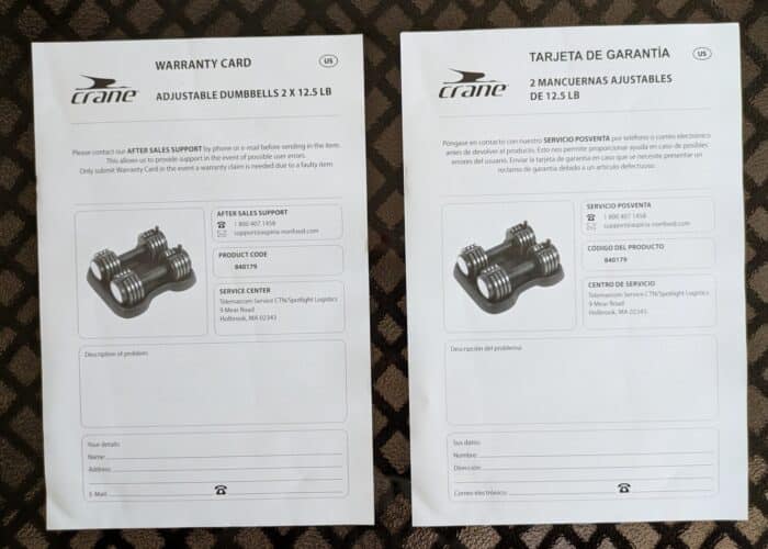 Crane Fitness Adjustable Dumbbells