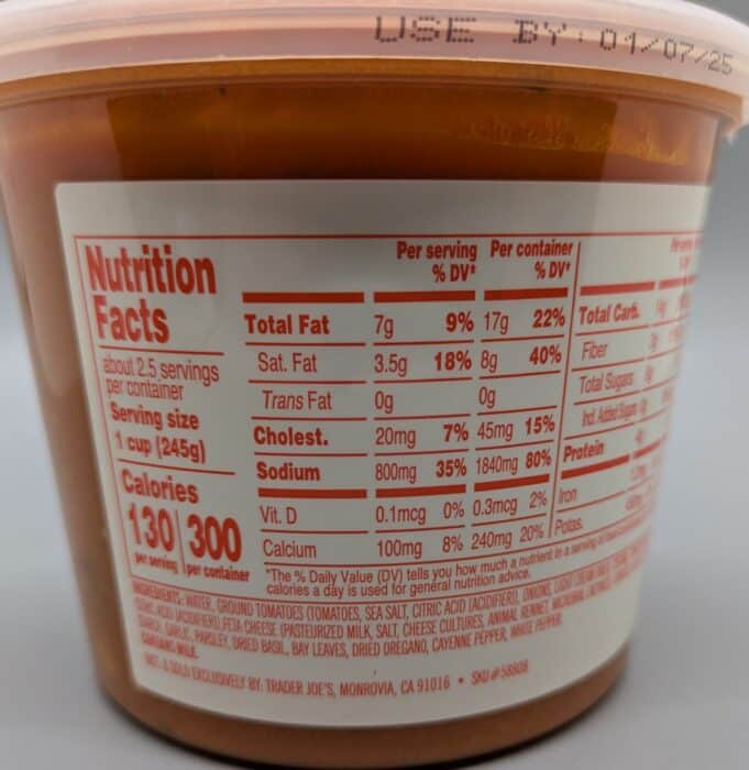 Trader Joe's Tomato Feta Soup