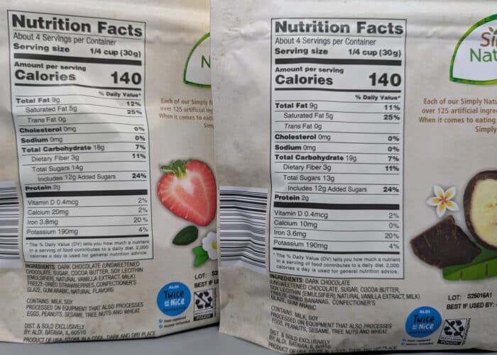 Simply Nature Dark Chocolate Covered Freeze Dried Strawberries and Bananas