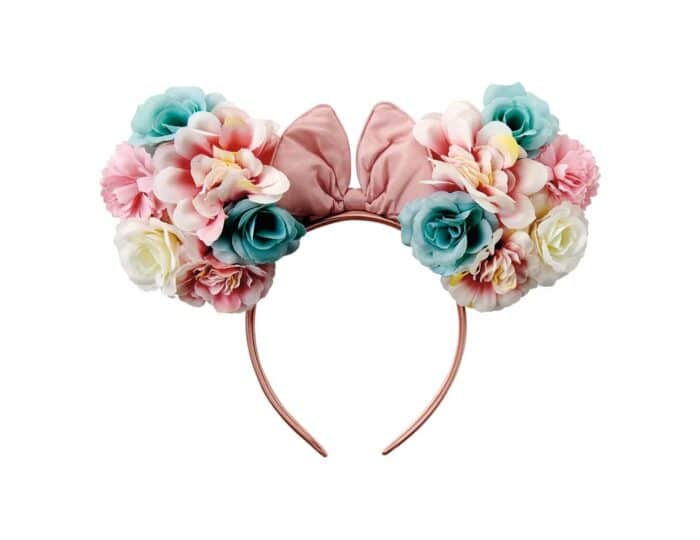Minnie Character Headband Floral Ears with Pink Bow