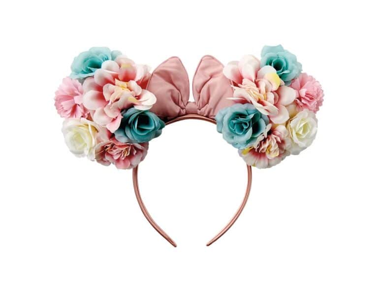 Minnie Character Headband Floral Ears with Pink Bow
