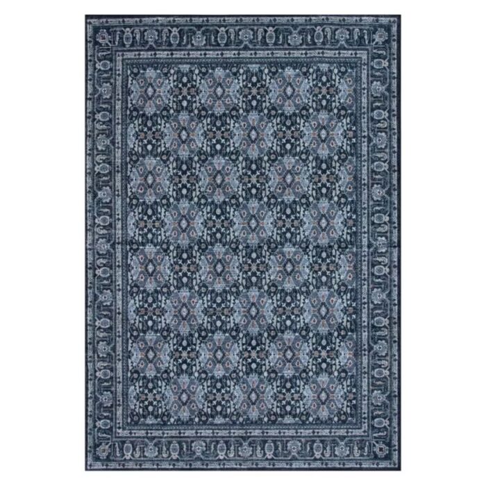 6 x 9 Oversized Washable Rug Navy Traditional