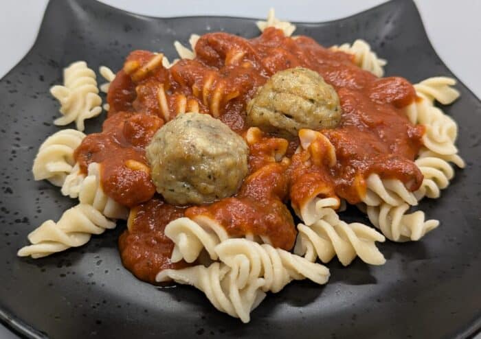 Bremer Italian Style Meatballs and Simply Nature Brown Rice and Quinoa Fusilli