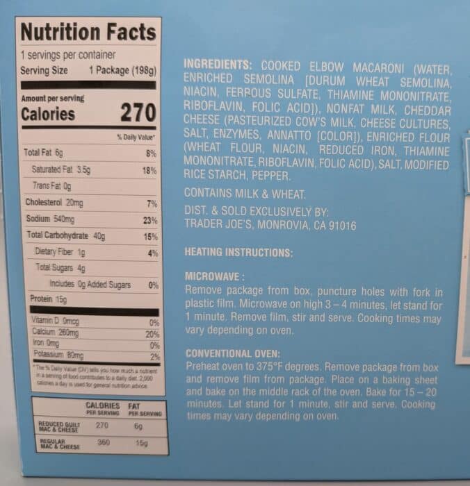 Trader Joe’s Reduced Guilt Mac & Cheese