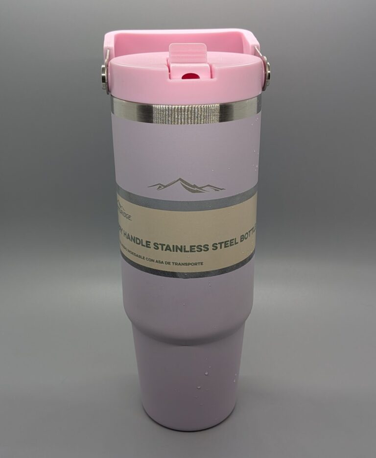 Adventuridge 30-Ounce Stainless Steel Water Bottle with Flip Top Straw