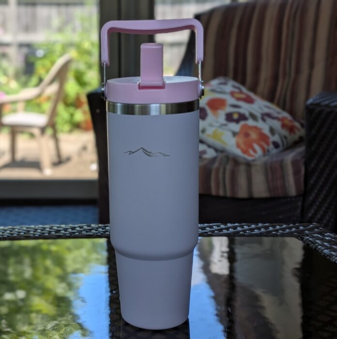 Adventuridge 30-Ounce Stainless Steel Water Bottle with Flip Top Straw
