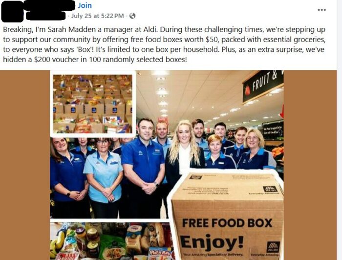 Aldi Free Grocery Scam 2a