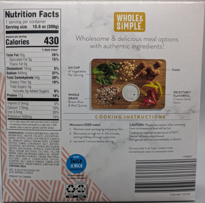 Whole & Simple Falafel Rice & Quinoa Bowl