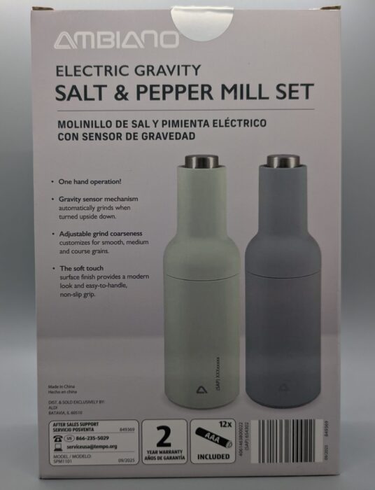 Ambiano Electric Gravity Salt & Pepper Mill Set