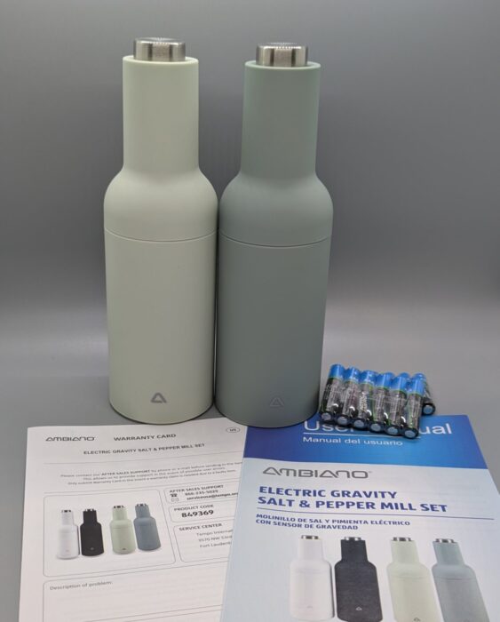 Ambiano Electric Gravity Salt & Pepper Mill Set