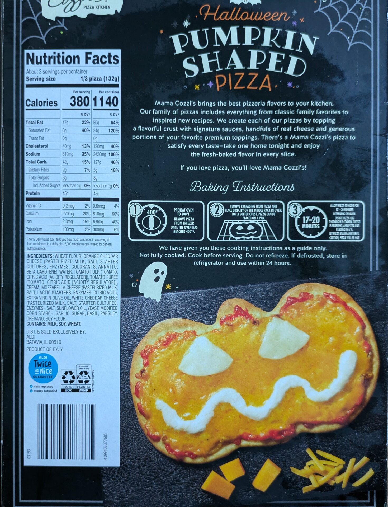 Mama Cozzi's Halloween Pumpkin Shaped Pizza | Aldi Reviewer