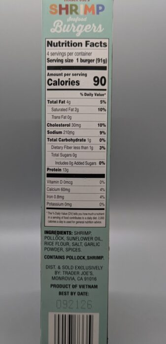 Trader Joe's Shrimp Seafood Burgers