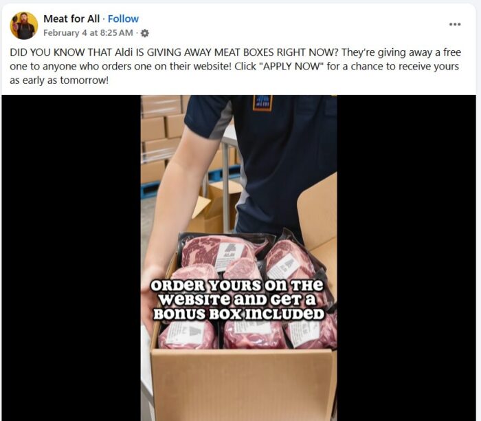 Aldi Meat Box Scam 