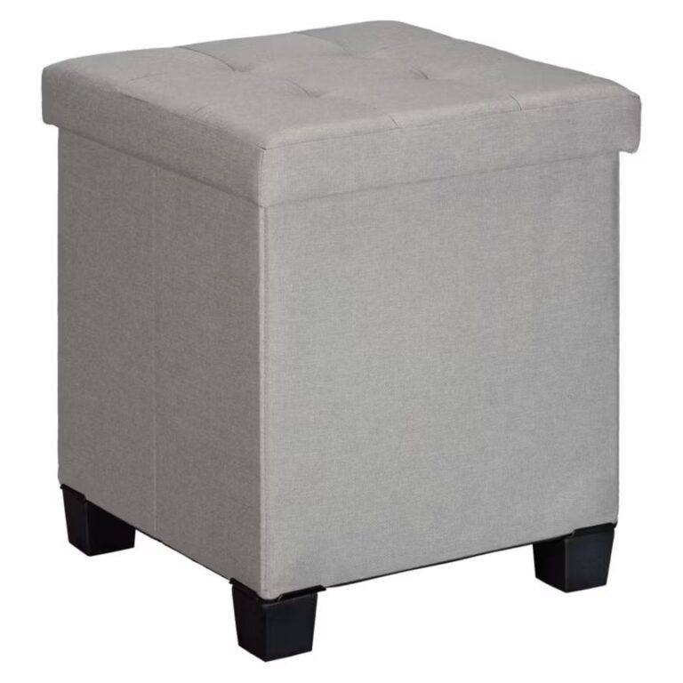 Storage Ottoman with Bin Reversible Lid Gray