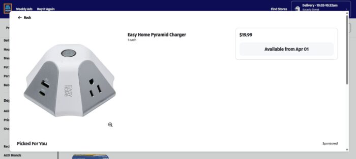 Aldi Website - March 2026 - Product Page