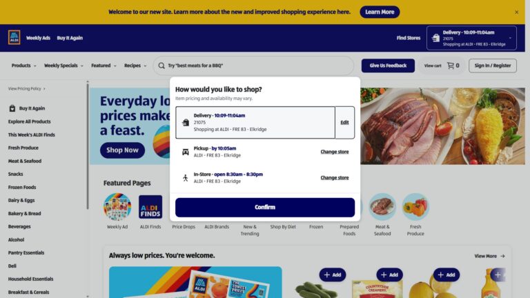 New Aldi Website - 1