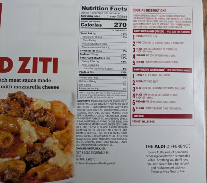 Bremer Family Size Baked Ziti