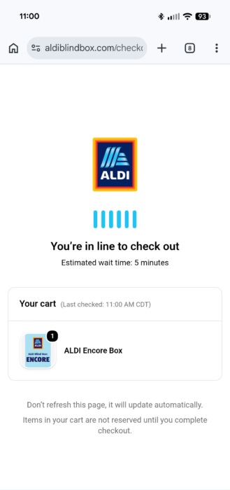 Aldi Giveaway Box - Time Screen